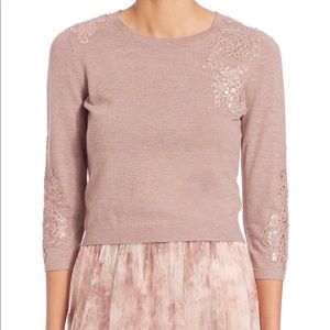 Jenny Yoo Paisley Embellished Sweater Top, Medium
